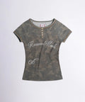 Heavenly Button Down Camo Tee Forest