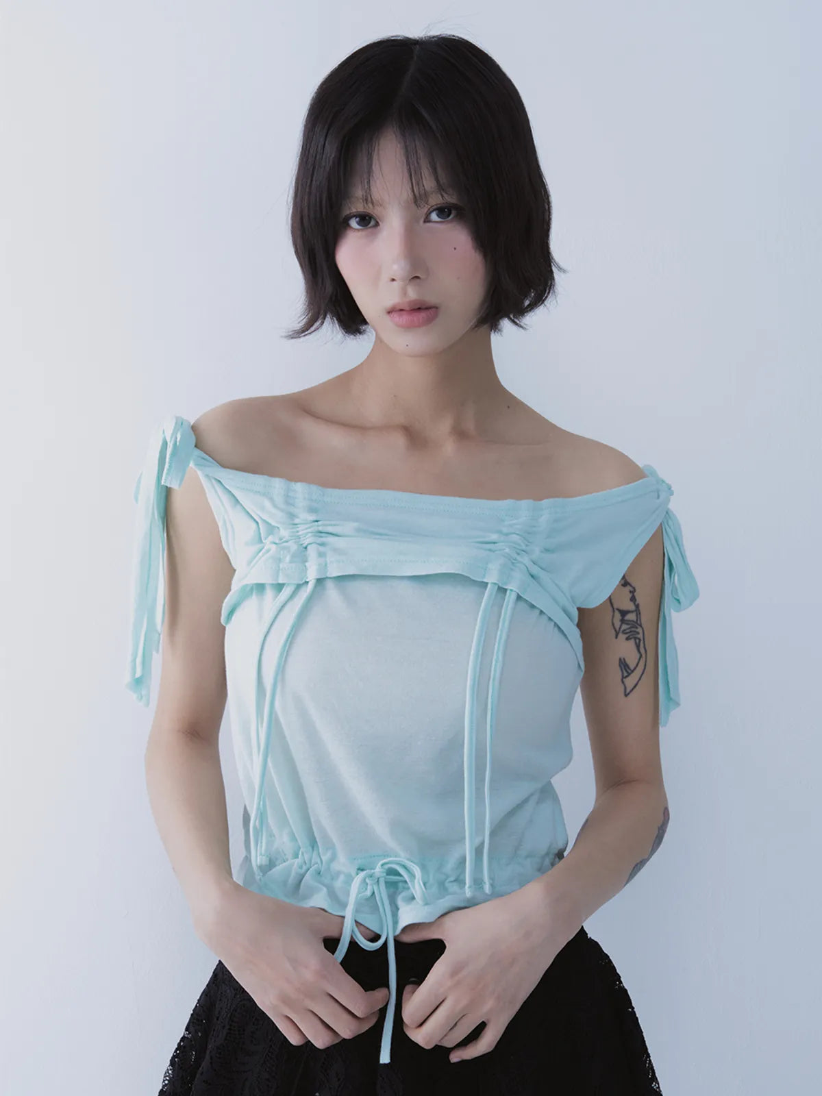 RABBIT SHIRRING T-SHIRT