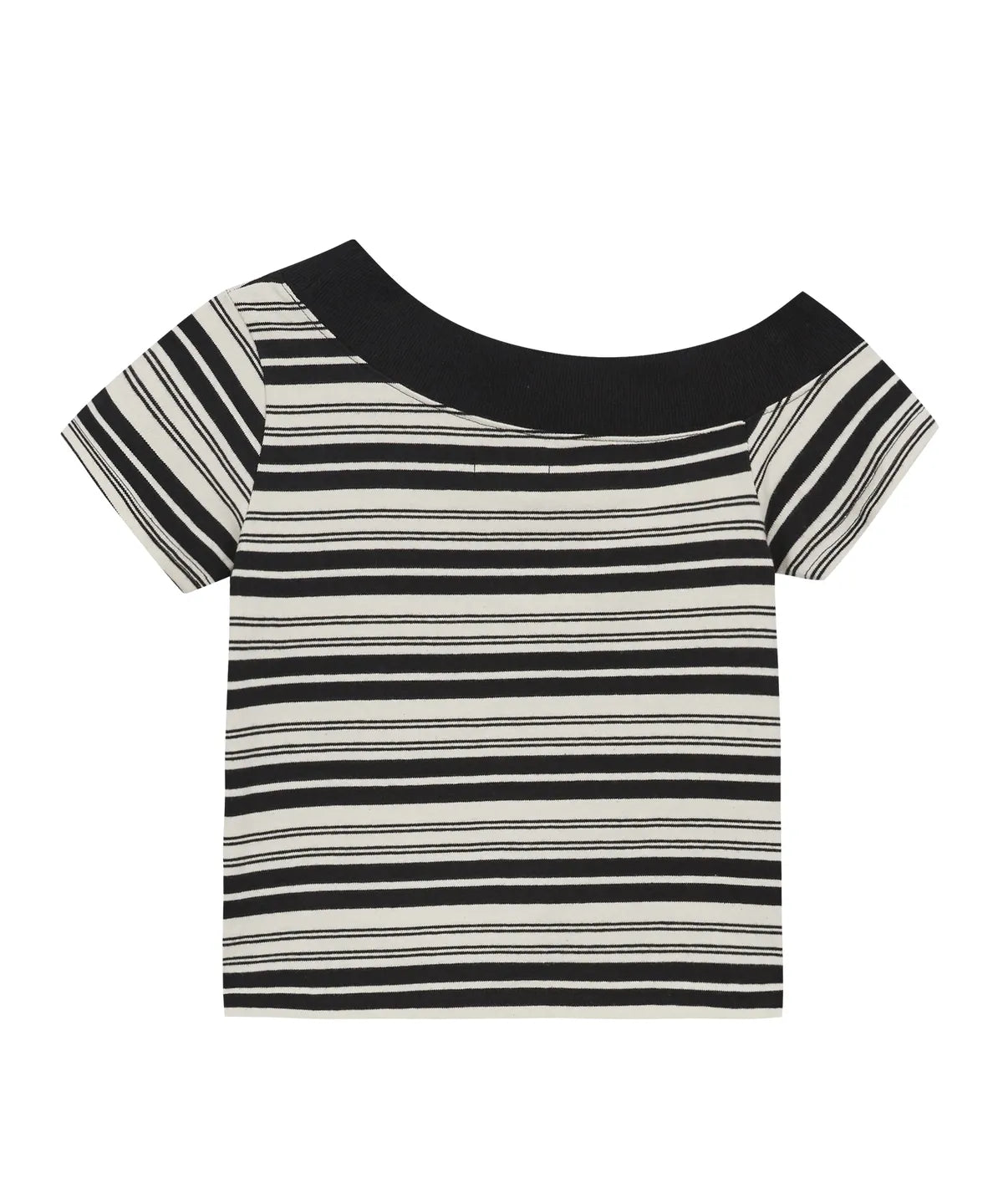 One shoulder studded striped Top / black