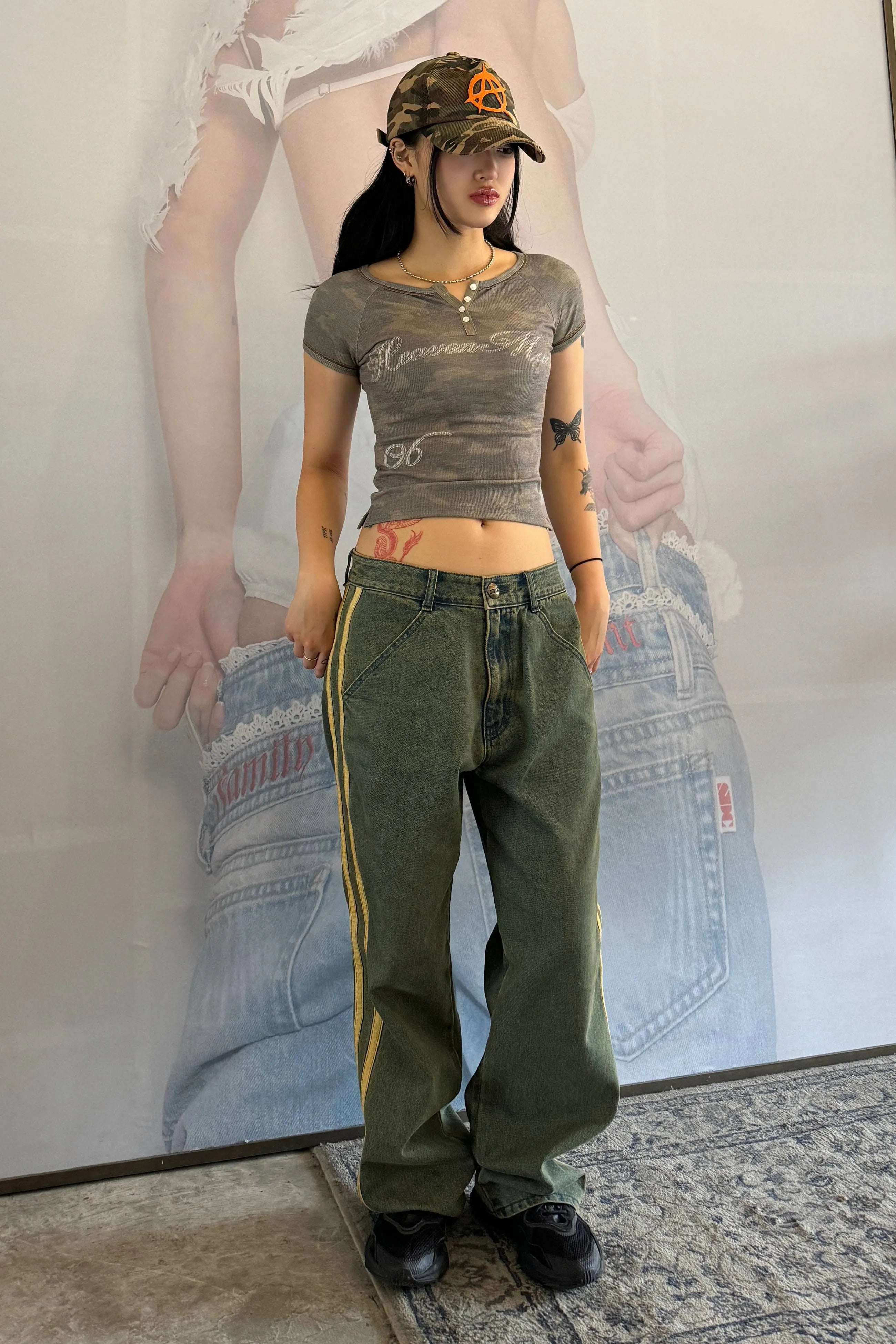 Heavenly Button Down Camo Tee Forest